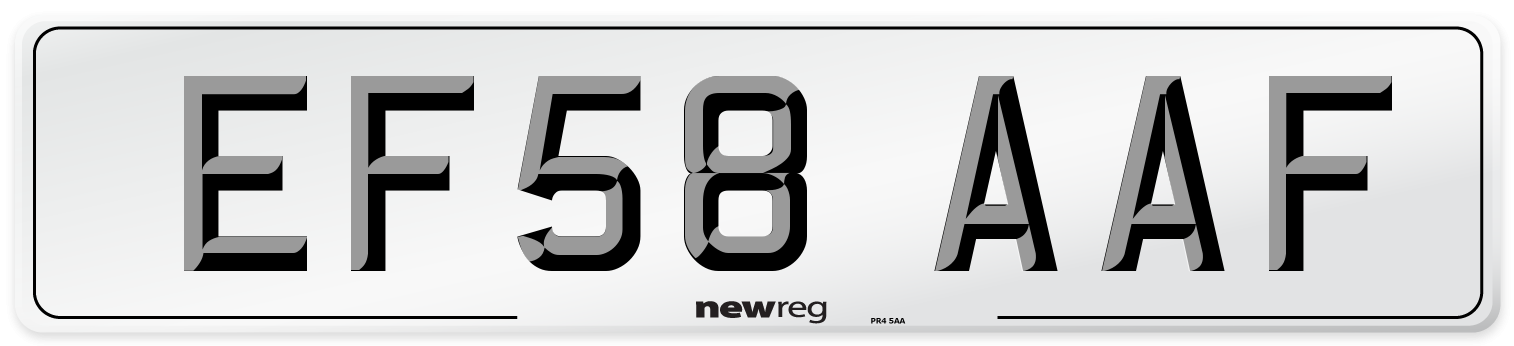 EF58 AAF Number Plate from New Reg